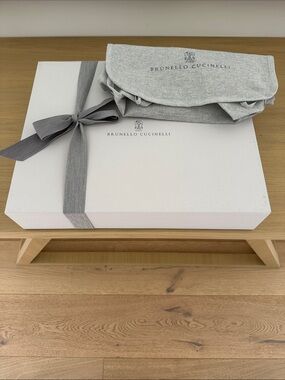 Brunello Cucinelli Dust Bag and Empty Gift Box with Ribbon and Blank Note Card